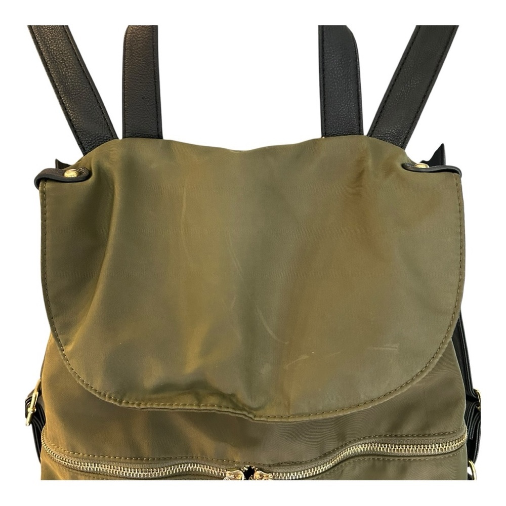 Steve Madden Nylon and Faux Leather Trim Spencer Backpack in Olive Green & Black - Picture 2 of 15